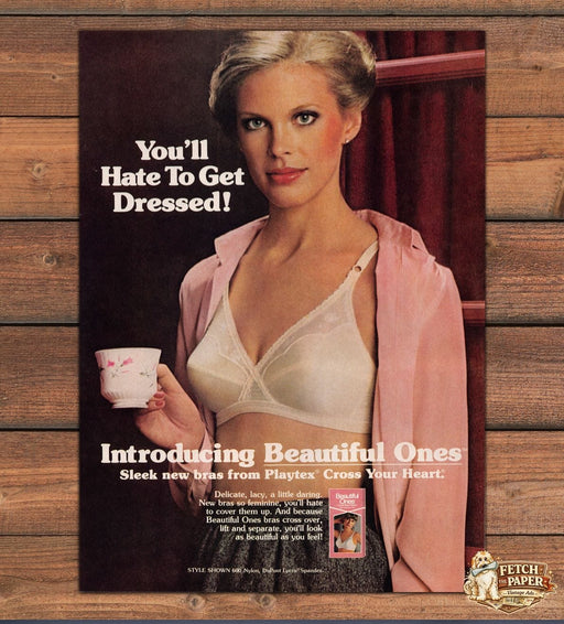 Playtex "Beautiful Ones" Bra Blonde w/ Coffee 1980s Print Advertisement Ad 1981