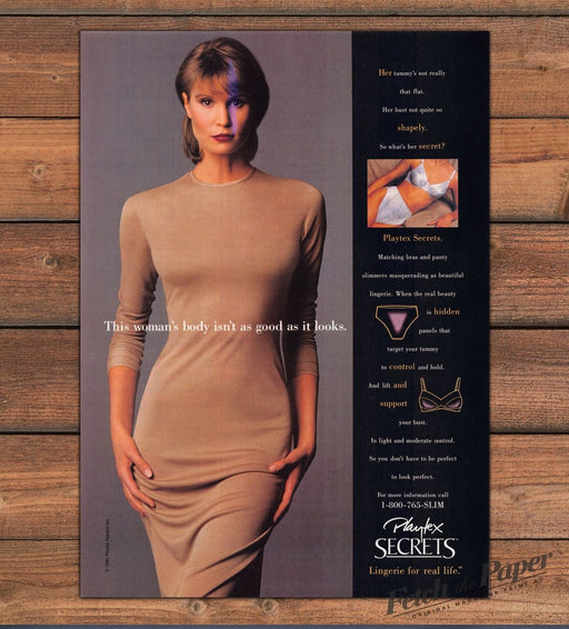 Playtex Secrets Lingerie Bra Panties Curvy Model 1990s Print Advertisement 1995