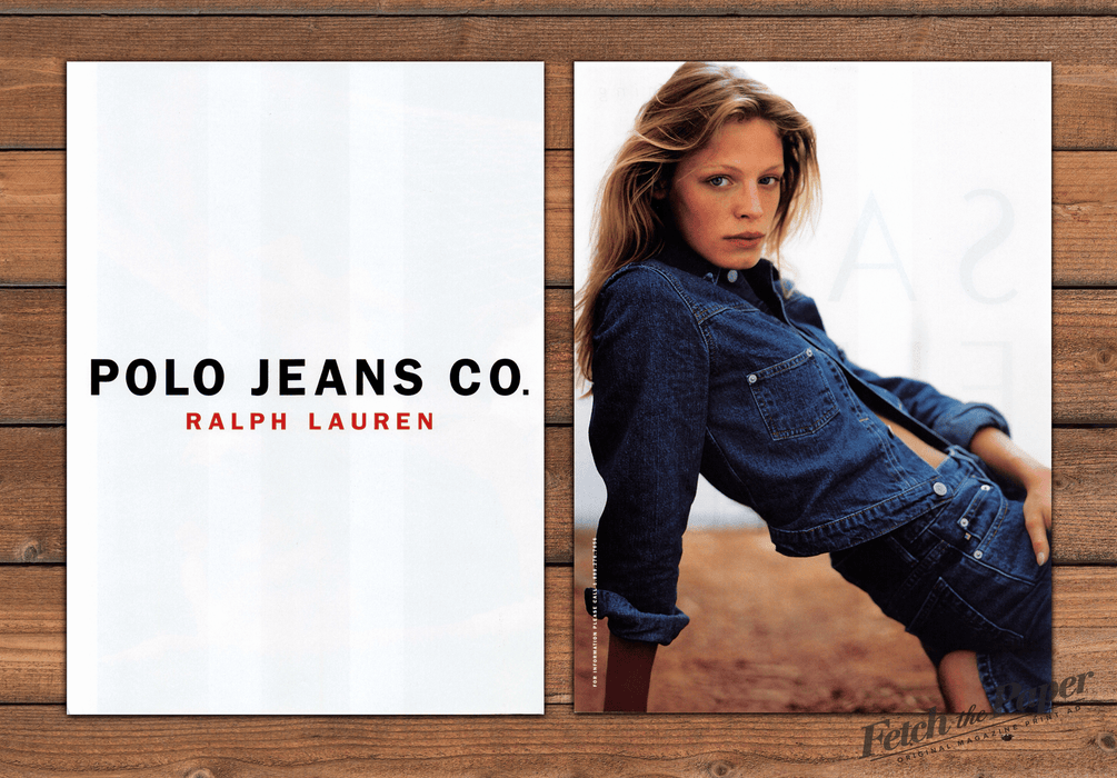 Polo Jeans Co. Model Tanga Moreau in Denim Print Ad 1997 1990s (2pgs)
