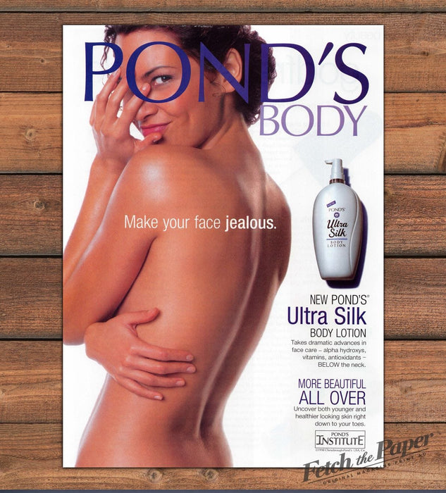 Pond's Body Ultra Silk Body Lotion Make Your Face Jealous Print Ad 1998 1990s
