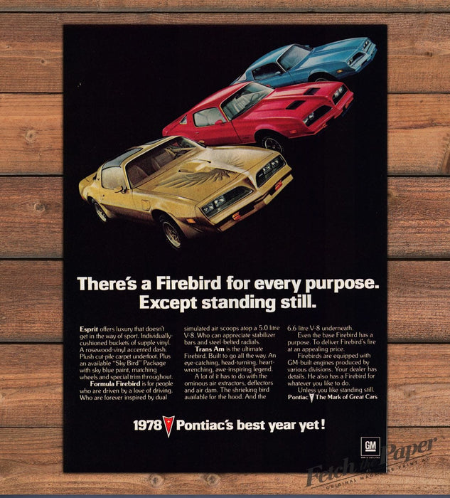 Pontiac Firebird Trans Am Esprit Formula Three Colors Print Ad 1977 1970s
