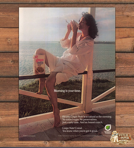 Post Grape-nuts Cereal 1980s Print Advertisement Ad 1985 Legs Morning Breakfast