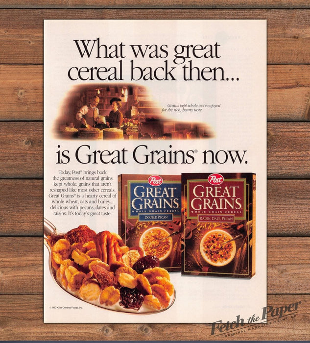 Post Great Grains Cereal General Store Pecan Raisin Print Ad 1993 1990s