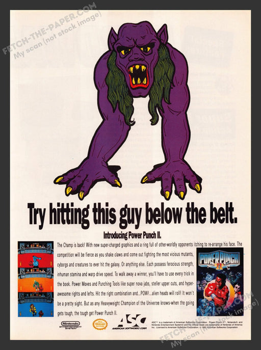 Power Punch II Video Game 1990s Print Advertisement Ad 1992