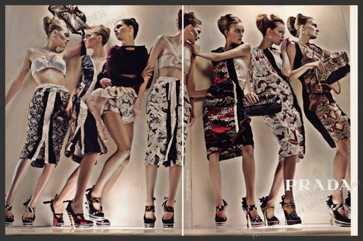 Prada Fashion Clothing Shoes 2000s Print Advertisement (2 Page) 2009 Legs Models Fetch-the-Paper