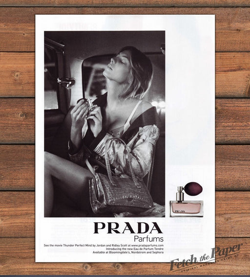 Prada Parfums Eau de Parfum Tendre Woman Car Black & White Print Ad 2007 2000s