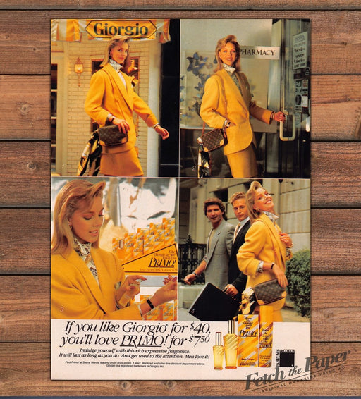 Primo If You Like Giorgio Blonde Yellow Blazer Perfume Print Ad 1985 1980s