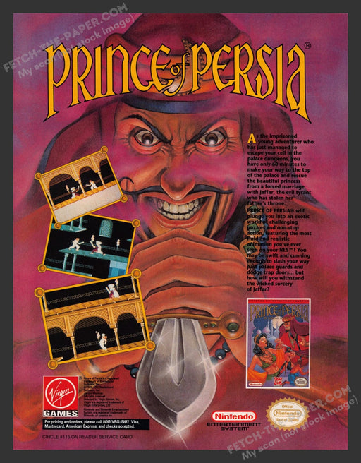 Prince of Persia Dagger Video Game 1990s Print Advertisement Ad 1992