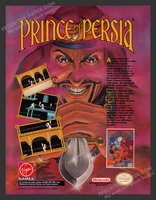 Prince of Persia Dagger Video Game 1990s Print Advertisement Ad 1992