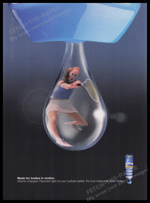Propel Water 2000s Print Advertisement Ad 2004 Droplet Tennis Player Fetch the Paper!