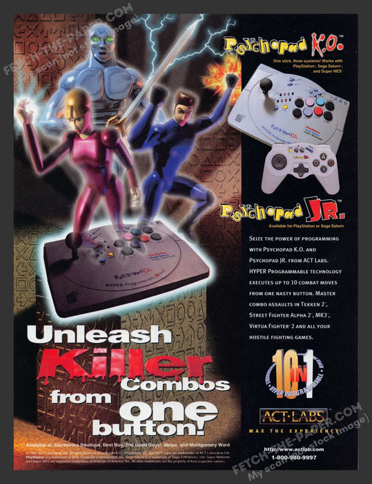 Psychopad Jr.  or K.O. Controller 1990s Video Game Print Advertisement Ad 1997