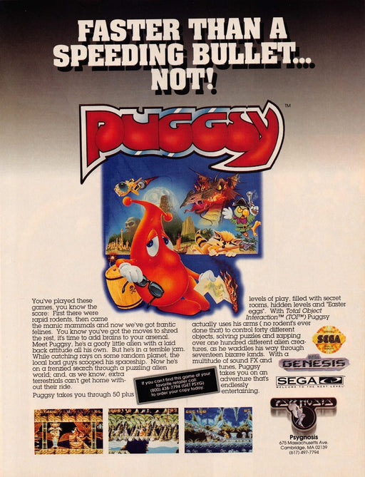 Puggsy Sega Genesis Video Game 1990s Print Advertisement Ad 1993