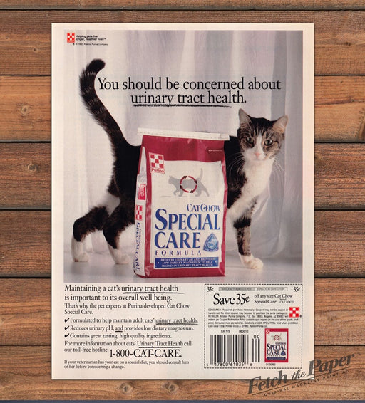 Purina Cat Chow Special Care Urinary Health Tabby Print Ad 1993 1990s