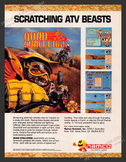 Quad Challenge Video Game 1990s Print Advertisement Ad 1991