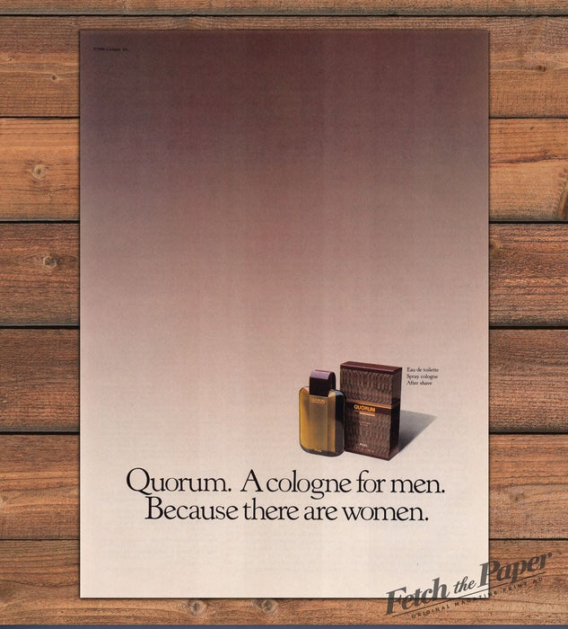 Quorum Cologne For Men Because There Are Women Print Ad 1986 1980s