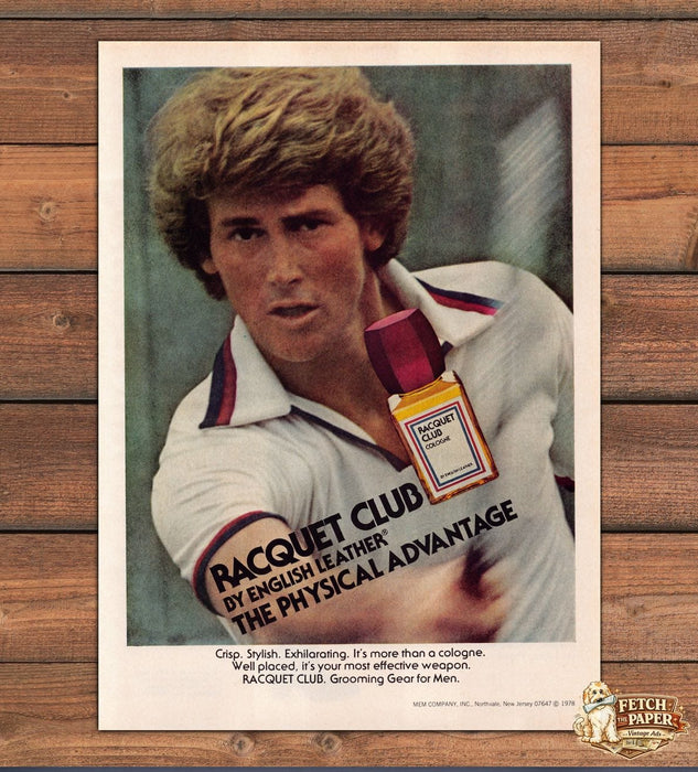 Racquet Club by English Leather Physical Advantage Tennis Print Ad 1978 1970s