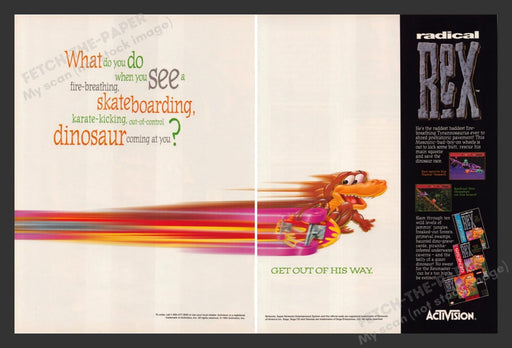Radical Rex Video Game 1990s Print Advertisement 2 Page Ad 1994