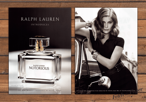 Ralph Lauren Notorious Perfume Laetitia Casta Car Print Ad 2008 2000s (2pgs)