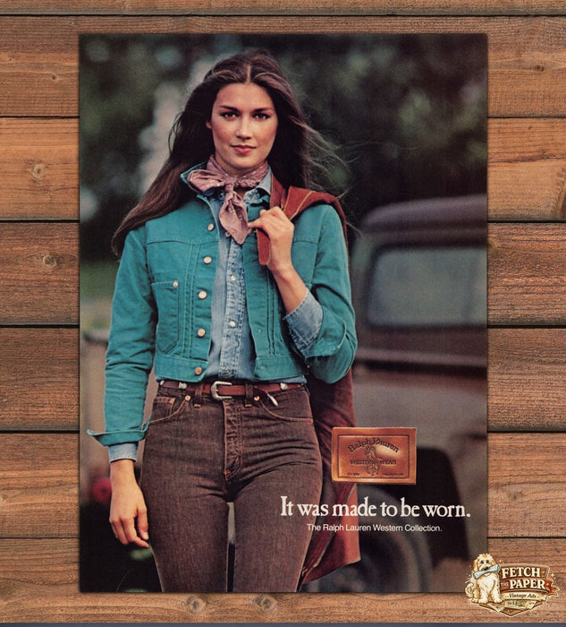 Ralph Lauren Western Wear Denim Jacket Bandana Pickup Truck Print Ad 1979 1970s