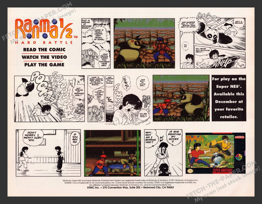 Ranma 1/2 Comic Video Game 1990s Print Advertisement Ad 1991