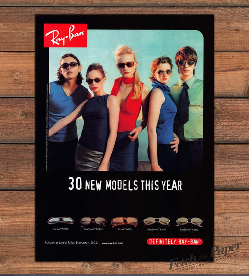 Ray-Ban 30 New Models This Year Group Wearing Sunglasses Print Ad 1998 1990s