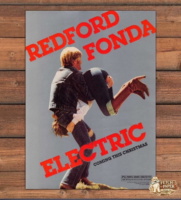 Redford Fonda Electric Horseman Christmas Movie Release Print Ad 1979 1970s