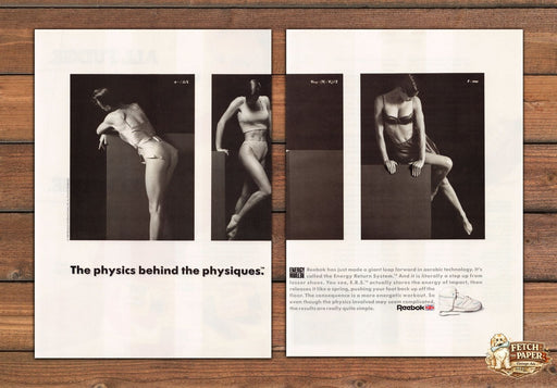 Reebok Energy Return Physics Behind Physiques Legs Print Ad 1989 1980s (2 pgs)