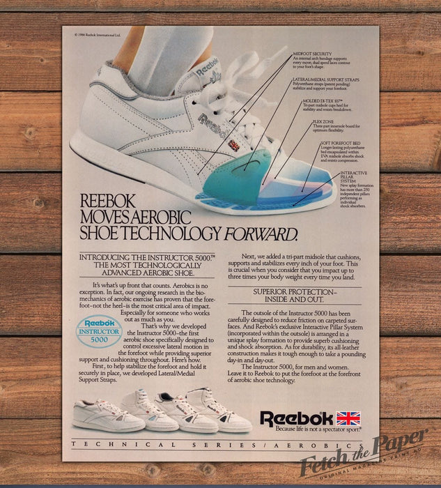 Reebok Instructor 5000 Aerobic Shoe Technology Diagram Print Ad 1986 1980s