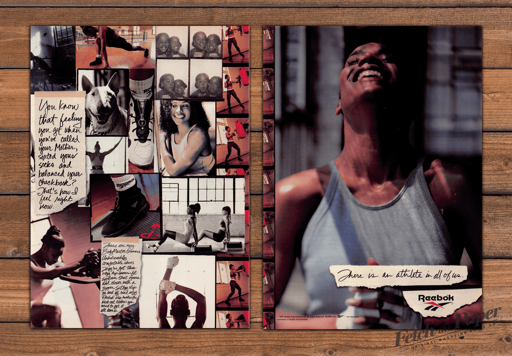 Reebok "There Is an Athlete in All of Us" Fitness Print Ad 1995 1990s (2pgs)