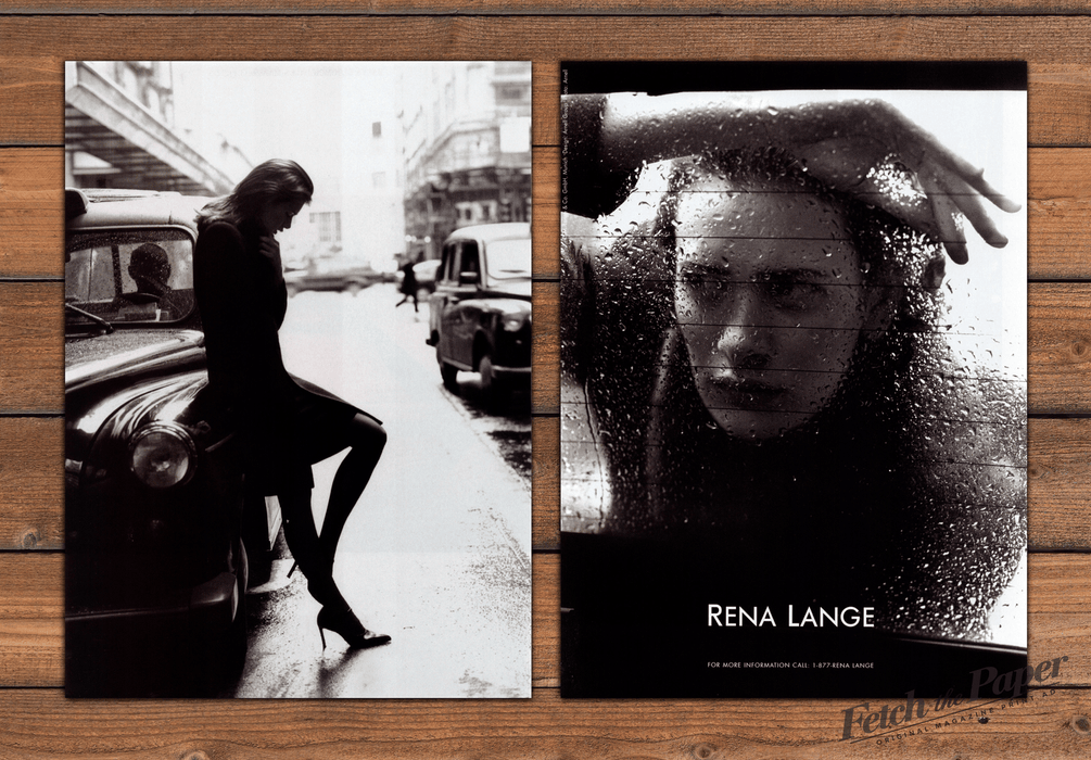 Rena Lange Black & White Model Legs Tights Heels Print Ad 1998 1990s (2pgs)