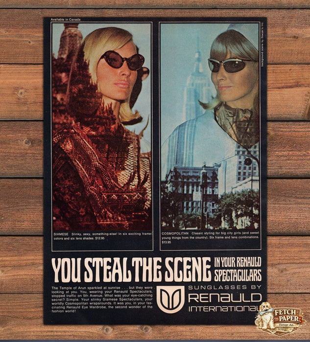 Renauld International Spectaculars Sunglasses Blonde Models Print Ad 1966 1960s