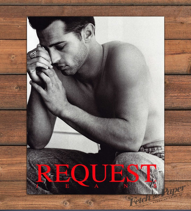 Request Jeans Shirtless Male Model Moody Sultry Denim Print Ad 1992 1990s