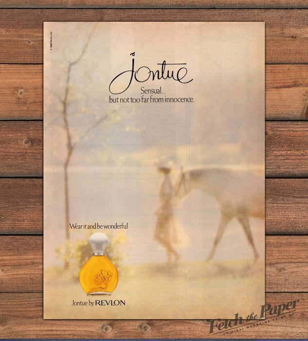 Revlon 1980s Magazine Print Advertisement 1988 Jontue Sensual Horse