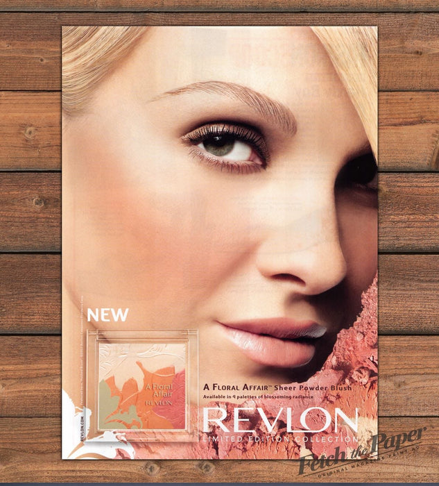 Revlon A Floral Affair Sheer Powder Blush Blonde Model Face Print Ad 2008 2000s