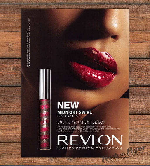 Revlon Midnight Swirl Lip Lustre Glossy Red Lips Print Ad 2007 2000s
