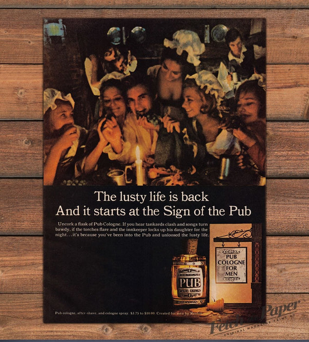 Revlon Pub Cologne for Men Tavern Wenches Sign of the Pub Print Ad 1965 1960s