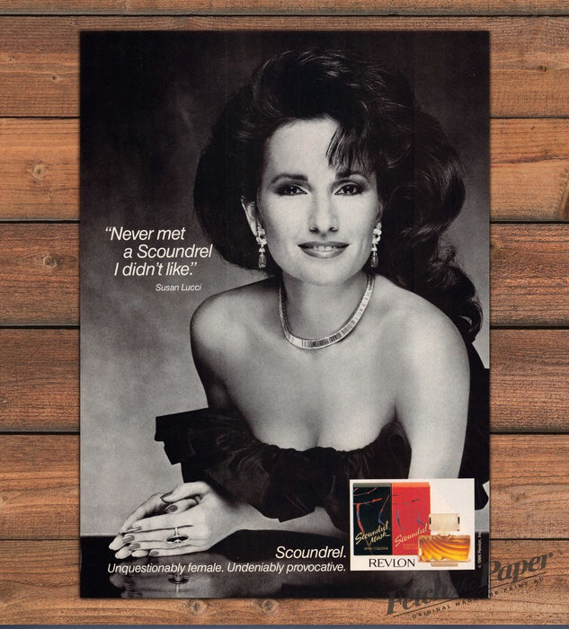 Revlon Scoundrel Perfume Susan Lucci Big Hair Quote Print Ad 1986 1980s