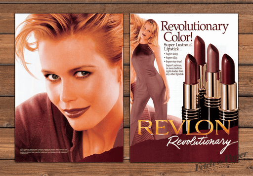 Revlon Super Lustrous Lipstick Revolutionary Color Print Ad 1997 1990s (2pgs)