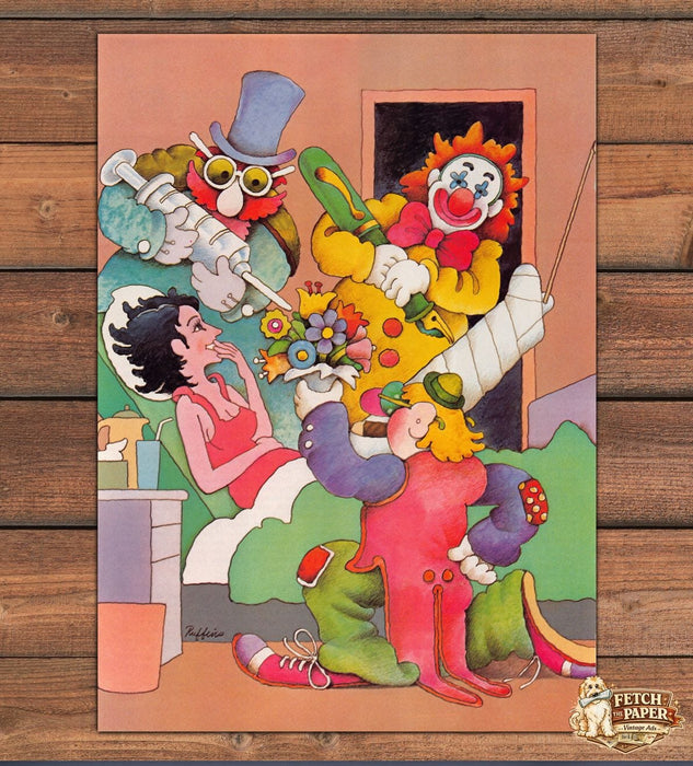 Reynold Ruffins “Link between Humor & Health” Magazine Illustration 1979 1970s