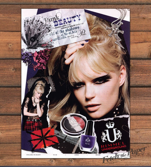 Rimmel Underground Punk Beauty Blonde Model Collage Print Ad 2007 2000s