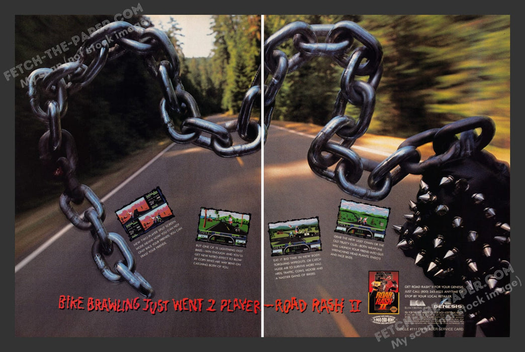 Road Rash II Video Game 1990s Print Advertisement (2 Page) Ad 1993