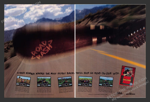Road Rash Video Game 1990s Print Advertisement 2 Page Ad 1991