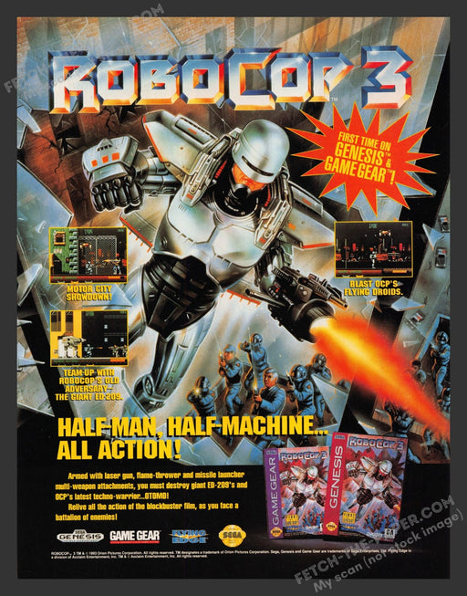 Robocop 3 Video Game 1990s Print Advertisement Ad 1993