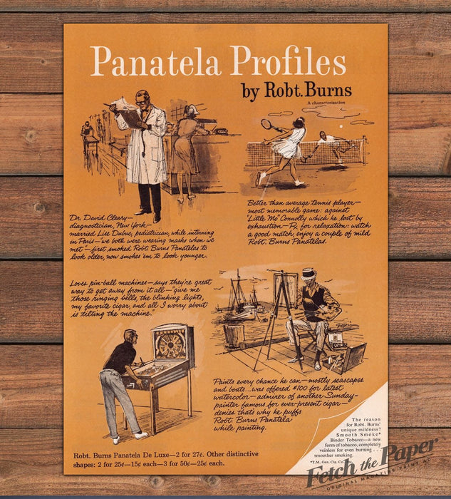 Robt. Burns Panatela Cigars Dr. David Cleary Diagnostician Print Ad 1959 1950s