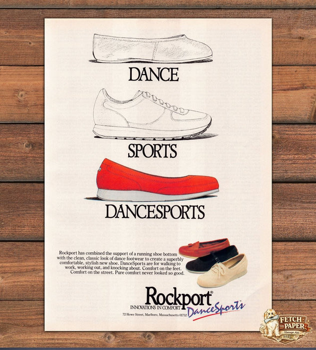Rockport DanceSports Dance Sports Shoe Diagram Red Flat Print Ad 1983 1980s