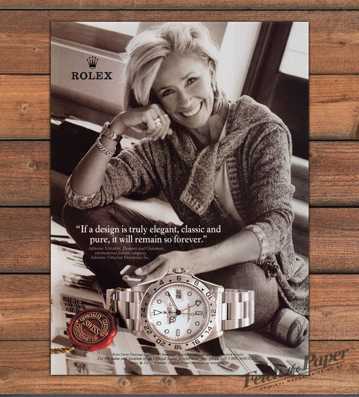 Rolex Explorer II Adrienne Vittadini Designer and Chairman Print Ad 1997 1990s