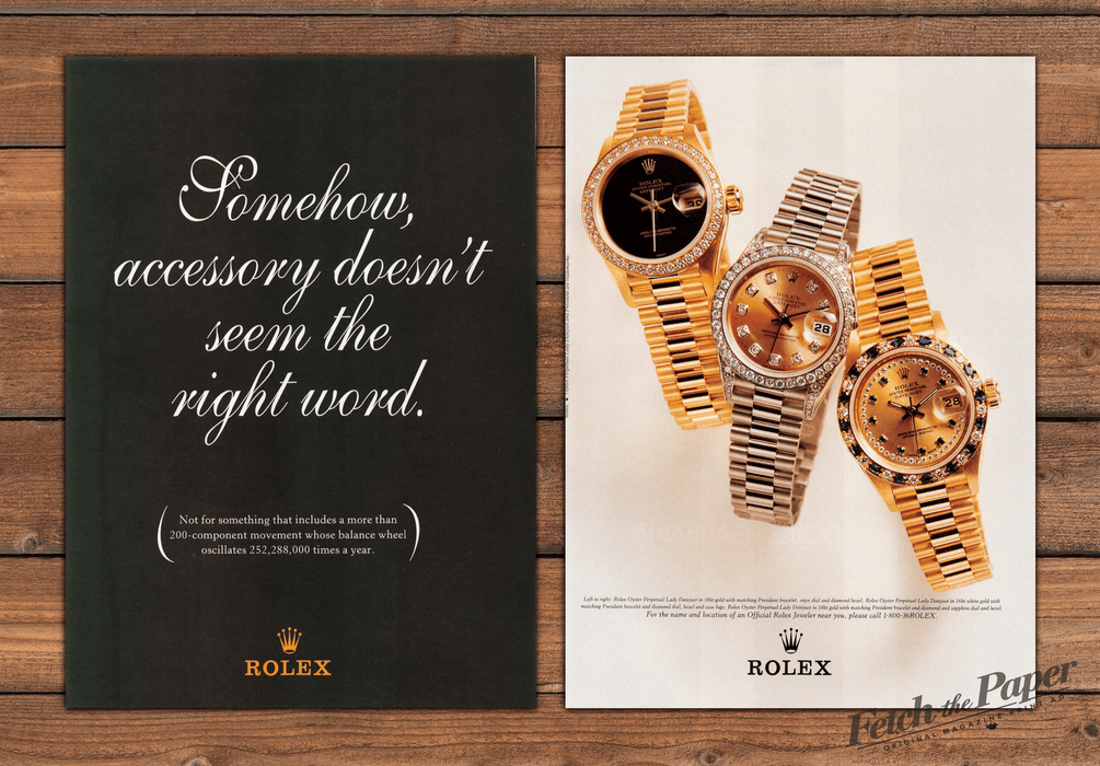 Rolex Lady Datejust Accessory Right Word Print Ad 1997 1990s (2pgs)