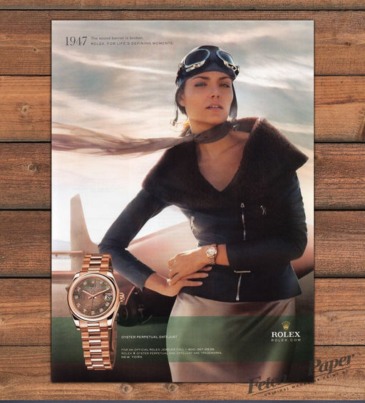 Rolex Oyster Perpetual Datejust Vintage Aviator Print Ad 2009 2000s