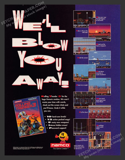 Rolling Thunder 3 Video Game 1990s Print Advertisement Ad 1993