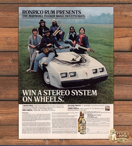 Ronrico Rum Marshall Tucker Band Sweepstakes Trans Am Print Ad 1981 1980s
